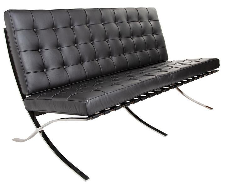 2 zits bank Barcelona Pavillion 2 seat sofa zwart, Antiek en Kunst, Antiek | Meubels | Stoelen en Sofa's, Verzenden