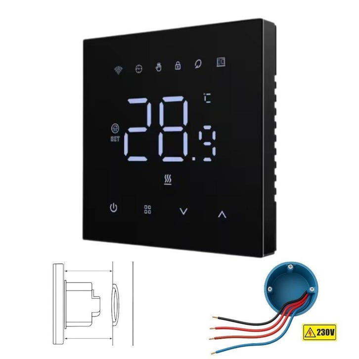 Wifi Inbouw Thermostaat met Touchscreen voor Elektrische vlo, Doe-het-zelf en Bouw, Thermostaten, Nieuw, Verzenden