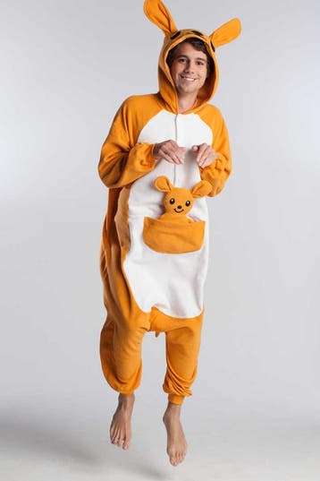 KIMU® Onesie Kangoeroe Pak L-XL Kangoeroepak Kostuum Oranje, Ophalen of Verzenden, Nieuw