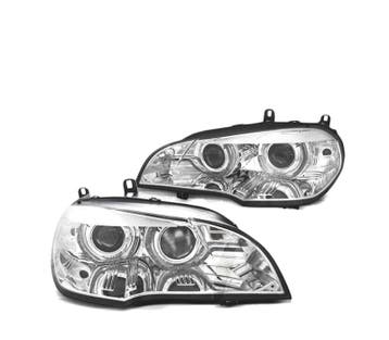 PHARES POUR BMW X5 E70 07-10 ANGEL EYES 3D DRL CHROMÉ, Verzenden