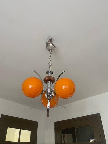 Plafonnier - Chrome, Métal, Verre, Céramique - Moderne du