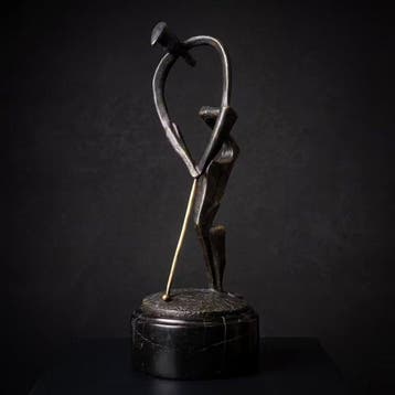 Statue, Golfer - 30 cm - Bronze, Marbre