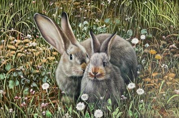 Xu Yanchun - Two Little Rabbits in the Grass