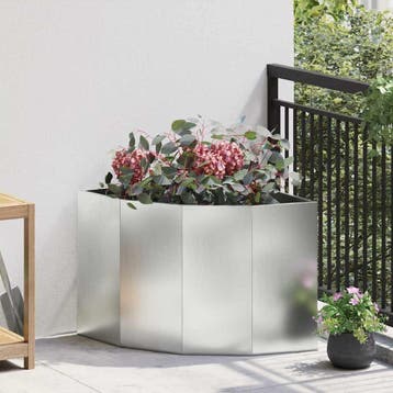 vidaXL Hoek Plantenbak zilver 60 x 60 x 50 cm Verzinkt staal, Verzenden, Nieuw