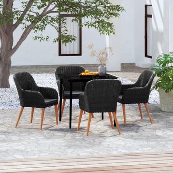 vidaXL 5-delige Tuinset met kussens zwart, Verzenden, Nieuw, Tuinset