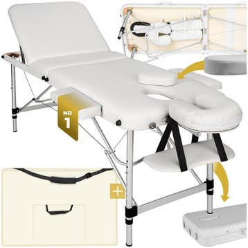 3 zones massagetafel met 5cm vulling en aluminiumframe - wit, Sport en Fitness, Massageproducten, Verzenden, Nieuw
