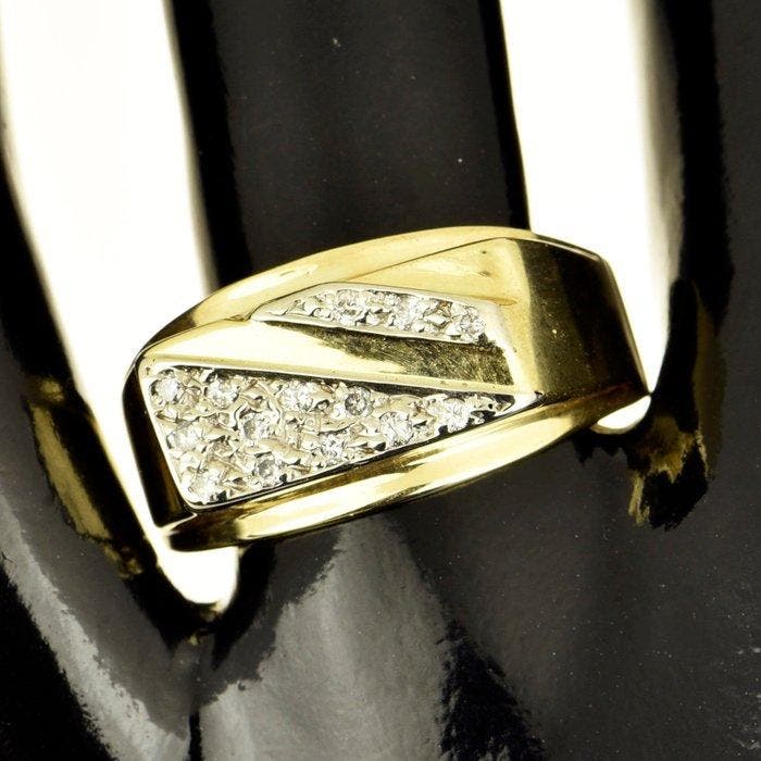 Ring - 10 kt. Geel goud Diamant (Natuurlijk), Handtassen en Accessoires, Ringen