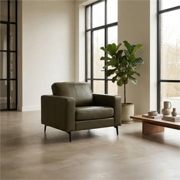 Leren fauteuil Match, Huis en Inrichting, Fauteuils, Nieuw, Ophalen of Verzenden, 75 tot 100 cm, Modern