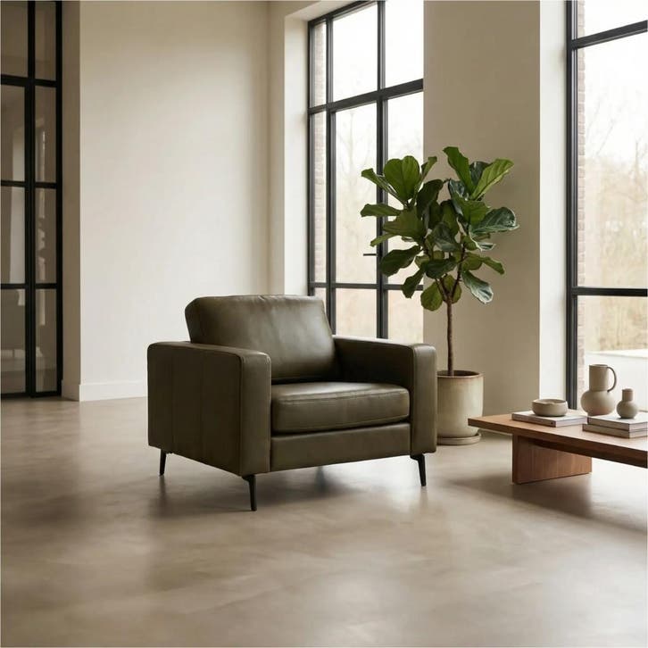 Leren fauteuil Match, Huis en Inrichting, Fauteuils, 75 tot 100 cm, 75 tot 100 cm, Nieuw, Leer, Ophalen of Verzenden