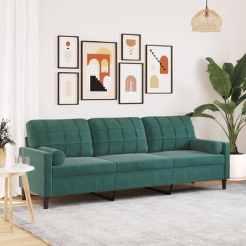 vidaXL 3-zitsbank met sierkussens 210 cm fluweel donkergroen, Verzenden, Nieuw