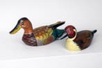 Appelant canard - Elegante coppia di Anatre Scolpite a Mano
