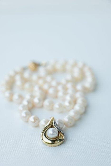 Ketting met hanger - 14 karaat Geel goud Parel, Bijoux, Sacs & Beauté, Bijoux anciens