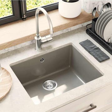vidaXL Wasbak 80% Kwarts en 20% Hars 530 x 460 mm Grijs, Verzenden, Nieuw