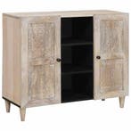 vidaXL Dressoir Bleached White 90 x 33 x 75 cm Massief Mango, Huis en Inrichting, Kasten | Dressoirs, Verzenden, Nieuw