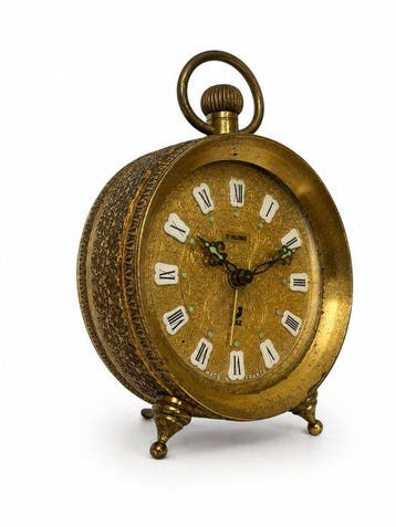 Wekker - JAZ - Vintage Metaal * afwerking: verguld /