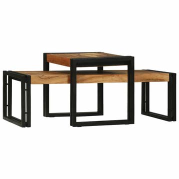 vidaXL Salontafel 2 st Bruin 48 x 40 x 40 cm Massief Acacia, Verzenden, Nieuw