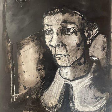 Yves Ganne (1931-2019) - Portrait dhomme en habit, Antiquités & Art, Art | Peinture | Classique