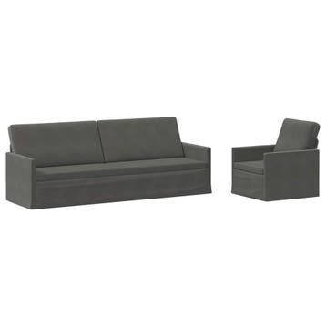 vidaXL bank / zetelstel 2 pcs Donkergrijs Corduroy stof, Verzenden