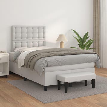 vidaXL Boxspring met matras kunstleer wit 120x200 cm, Verzenden, Nieuw