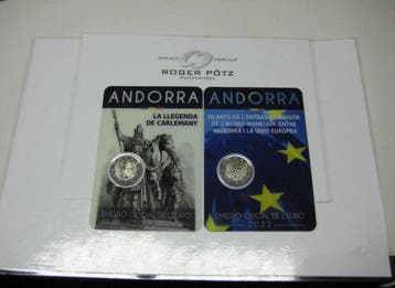 Andorra 2 x 2 Euro 2022 Gedenkmunten Karl der Große en Eu.., Verzenden