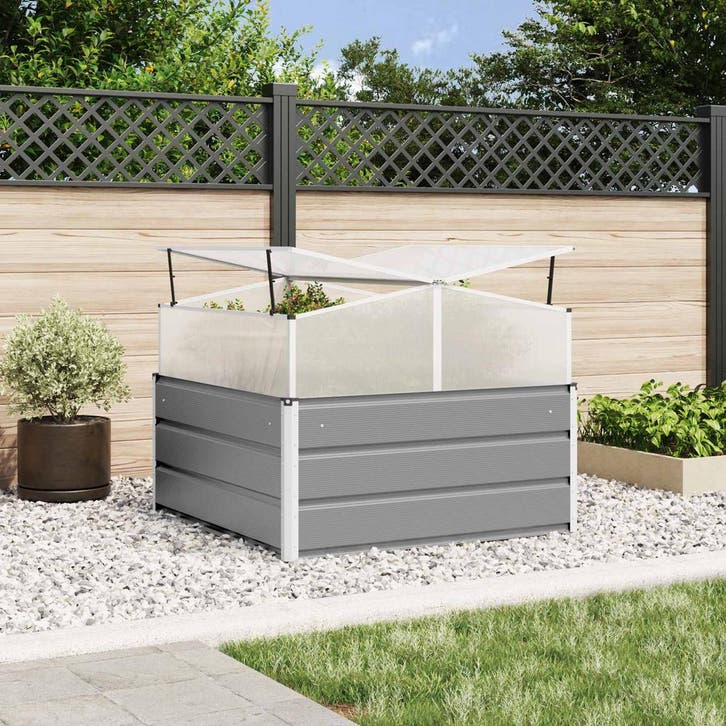 vidaXL Plantenbak Lichtgrijs 100 x 100 x 77 cm Gegevens, Jardin & Terrasse, Pots de fleurs, Envoi