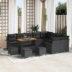 vidaXL Tuinbank Set met kussen 13 pcs Zwart poly rattan, Verzenden, Nieuw