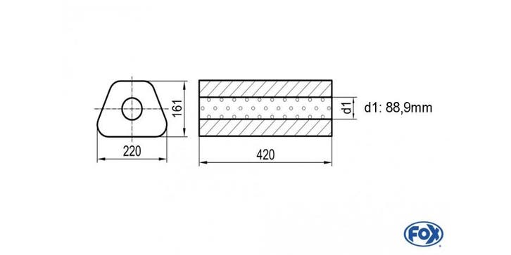 FOX Uni-geluiddemper trapezium zonder mof - verwerking 644 2, Autos : Pièces & Accessoires, Systèmes d'échappement, Envoi