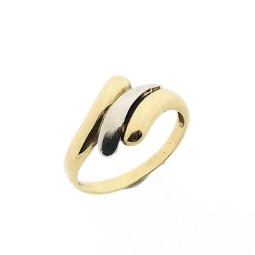 Bicolor gouden ring, Handtassen en Accessoires, Ringen, 18 tot 19, Gebruikt, Ophalen of Verzenden, Dame