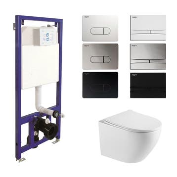 Toiletset Budget 93 Mudo Randloos Met Zitting Mat Wit Met, Ophalen of Verzenden, Nieuw, Chroom, Overige typen