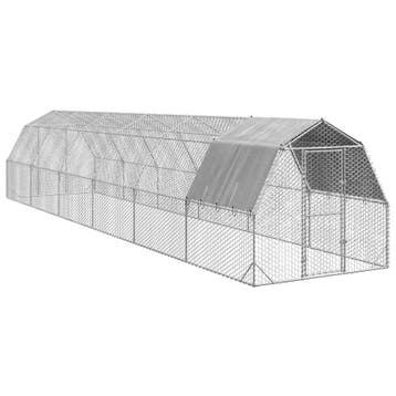 vidaXL Kippenren met dak 2,5x12x2,25 m gegalvaniseerd staal, Verzenden, Nieuw