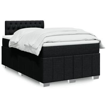 vidaXL Boxspring met matras stof zwart 120x200 cm, Verzenden