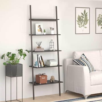 vidaXL Ladderrek met 5 schappen 64x34x185,5 cm zwart, Verzenden, Nieuw