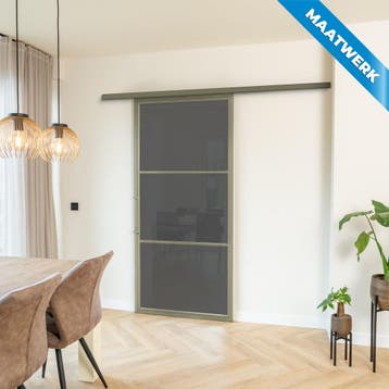 Stalen Schuifdeur met koofsysteem 3 Vlaks Olijfgroen Maatwer, Doe-het-zelf en Bouw, Raamkozijnen en Schuifdeuren, Nieuw, Metaal