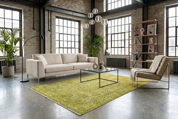 Geel vintage - Vloerkleed - 265 cm - 165 cm - met