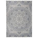vidaXL Buitenkleed met patroon platgeweven 120x170 cm blauw, Verzenden, Nieuw