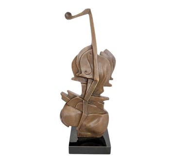 sculptuur, Surreal Violin - 44 cm - Brons, Marmer