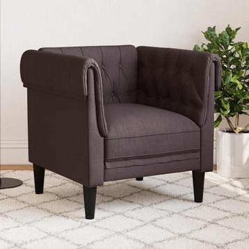 vidaXL Fauteuil Chesterfield-stijl stof donkerbruin, Verzenden, Nieuw