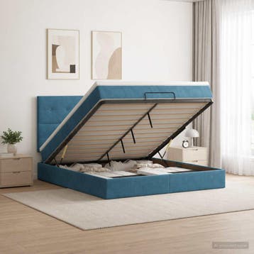 vidaXL Ottoman bed met matras Donkerblauw 180 x 200 cm, Verzenden