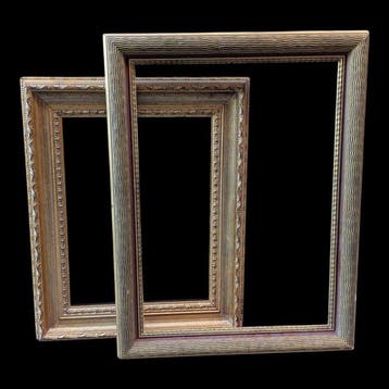 Lijst (2) - Paar vintage Italiaanse vergulde houten lijsten, Antiek en Kunst