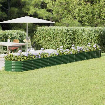 vidaXL Plantenbak 512x80x36 cm gegalvaniseerd staal groen, Verzenden, Nieuw
