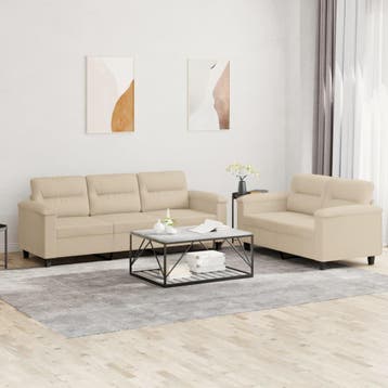 vidaXL 2-delige Loungeset met kussens microvezelstof, Verzenden, Nieuw