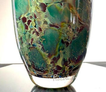 Maxence Parot - Vaas - Unieke vaas, kleuren en goud - Glas