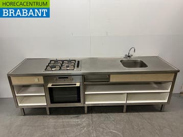 Table de travail en acier inoxydable avec cuisinière 4 feux,, Verzenden