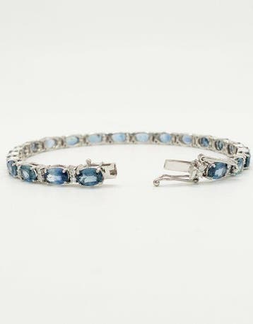 Armband - 18 karaat Witgoud Saffier - Diamant, Nieuw