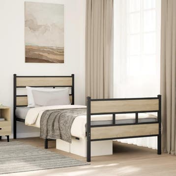 vidaXL Bedframe zonder matras metaal sonoma eikenkleurig, Huis en Inrichting, Verzenden, Nieuw