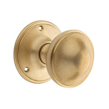 Draaibare ronde deurknop 80mm in messing getrommeld - voo..., Doe-het-zelf en Bouw, Ophalen of Verzenden, Nieuw, Koper of Messing
