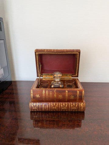 Livre trompe loeil - Drankkast (6) - Glas, Hout, Leder,, Antiek en Kunst