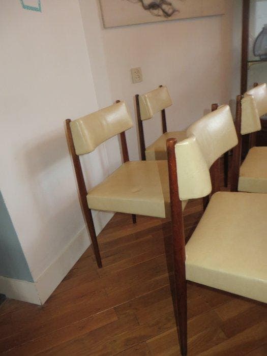 Aksel Bender Madsen - Eetkamerstoel (4) - Synthetisch leder,, Antiquités & Art, Antiquités | Meubles | Chaises & Canapés