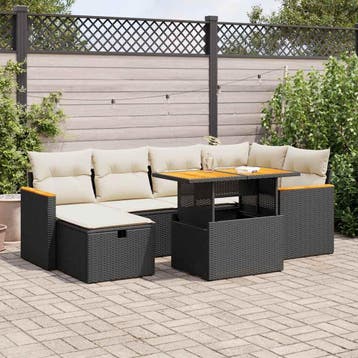 vidaXL 8-delige Loungeset met kussens poly rattan zwart, Verzenden, Nieuw, Loungeset