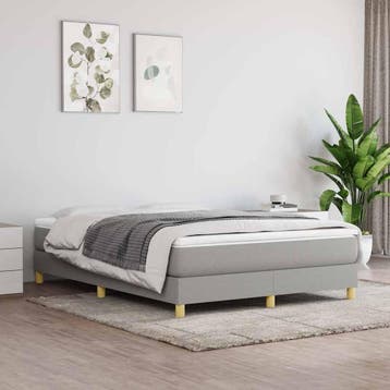 vidaXL Boxspring met matras stof lichtgrijs 140x200 cm, Verzenden, Nieuw
